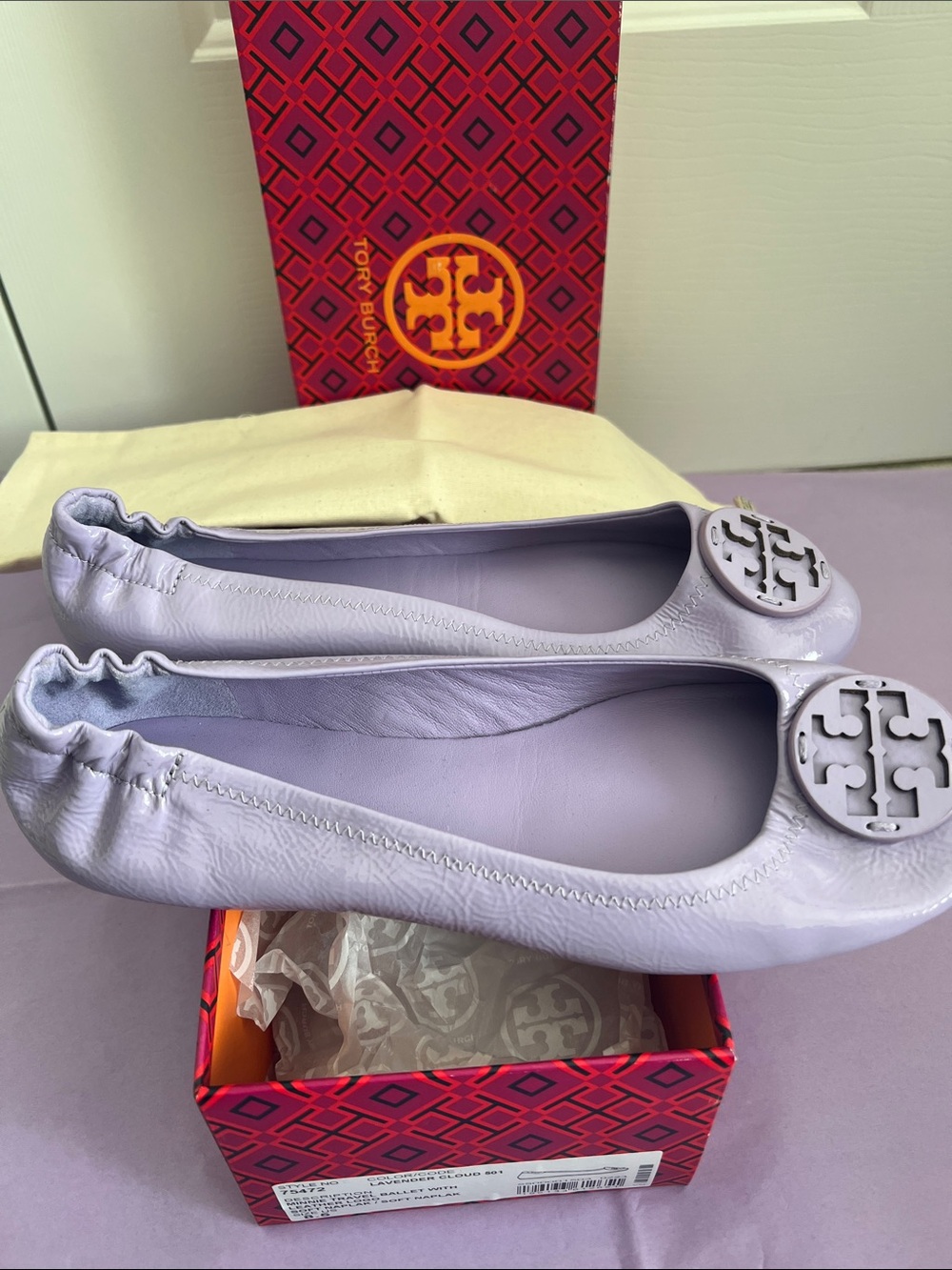 Tory Burch Minnie Travel Ballet with leather Logo US W 8.5